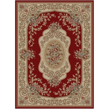 Mayberry Rug 7 ft. 10 in. x 9 ft. 10 in. Home Town Lyon Claret-Ivory Area Rug, Ivory HT9970 8X10
